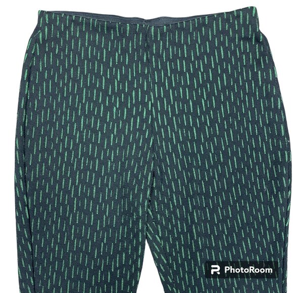 Women's ZARA Flared Leg Knit Pants‎ Black/Green Stretch Elastic Waist- Size M - Picture 3 of 8